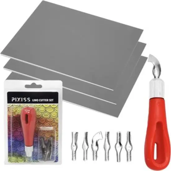 Linoleum Blocks for Printmaking (3pack) and Stamp Carving Tool - Printmaking Supplies for Rubber Stamp Carving Block Printing - Linoleum Carving Tools and lino Rubber Block Stamp Carving kit {1}