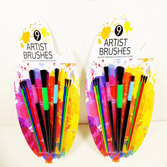 2 Sets of 9pc Short Handle Nylon Art Brushes {2}
