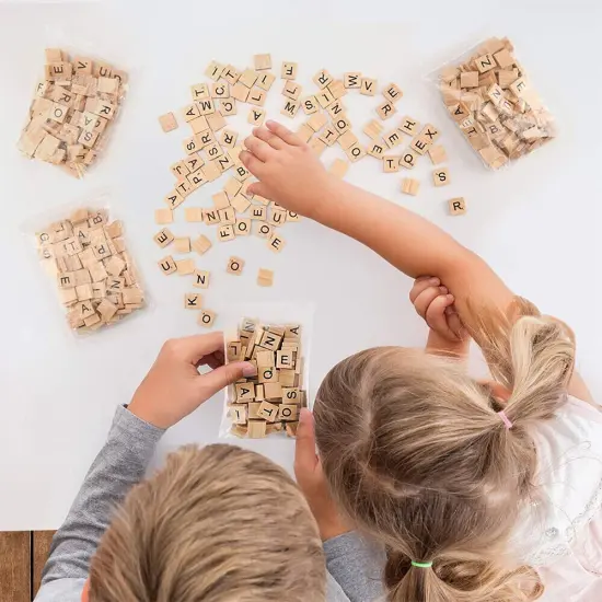 Full Set Wooden Scrabble Letter Tiles for Replacement {4}