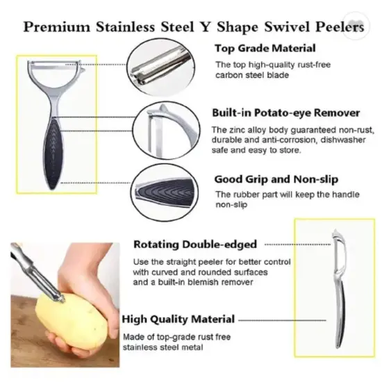 Stainless Steel Vegetable & Fruit Peeler Set 2 Pcs {3}