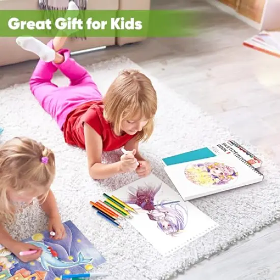 100 Sheets,9" x 12"Drawing Paper, Spiral Bound Art Sketchbook, Acid Free (68lb/100gsm) Artist Drawing Book Paper Painting Sketching Pad, Christmas Gifts Art Supplies, Aqua Sky {6}