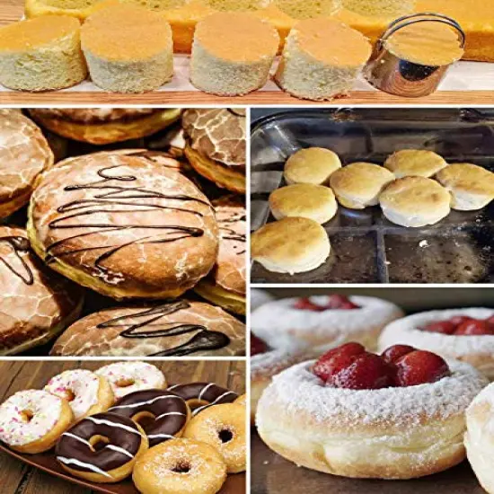 Biscuit Cutter Set (5 Pieces/Set), Round Cookies Cutter with Handle, Professional Baking Dough Tools, Gift Package {4}