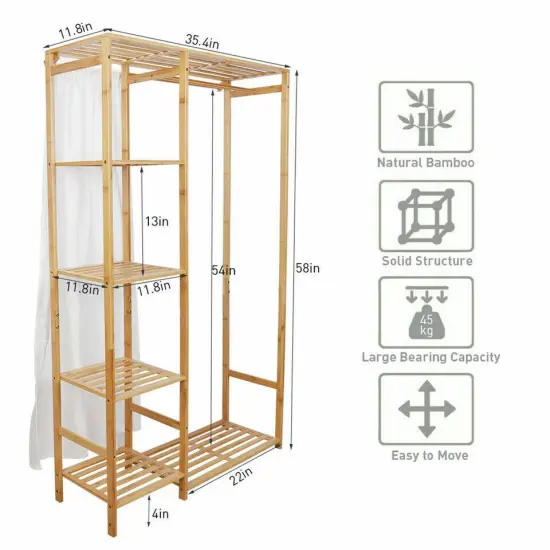 Concise Wooden Clothes Garment Hanging Stand . {1}