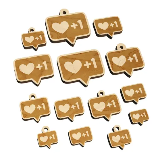 I Love this Bubble Heart Plus One 1 Mini Wood Shape Charms Jewelry DIY Craft {7}