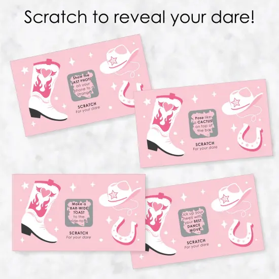Big Dot of Happiness Last Rodeo - Pink Cowgirl Bachelorette Party Game Scratch Off Dare Cards - 22 Count {4}