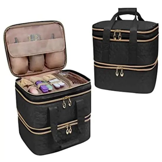 Nail Polish Organizer; Three-Layers Nail Polish Organizer Case with Detachable Nail Machine Compartment; 3 in 1 Portable Nail Polish Holder Organizer Case Pink {6}