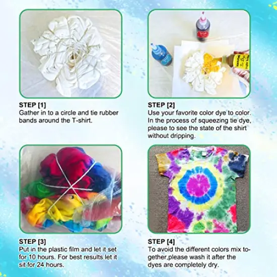 30 Colors Tie Dye Kit, Tie Dye Shirt Fabric Dye for Women, Kids, Men, with Rubber Bands, Gloves, Plastic Film and Table Covers for Family Friends Groups Party Supplies {4}