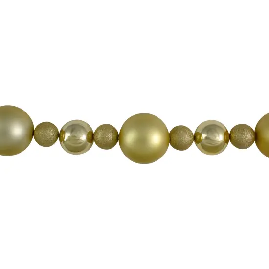 Northlight 3-Finish Shatterproof Ball Christmas Garland - 6' x 4" - Gold - Unlit {4}