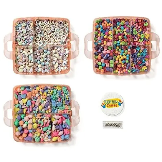 Jewelry Making Kit - 1000 Multi-Shaped Beads with Clasps and Beading String, Organized Storage Case, Ages 6 and Up {4}