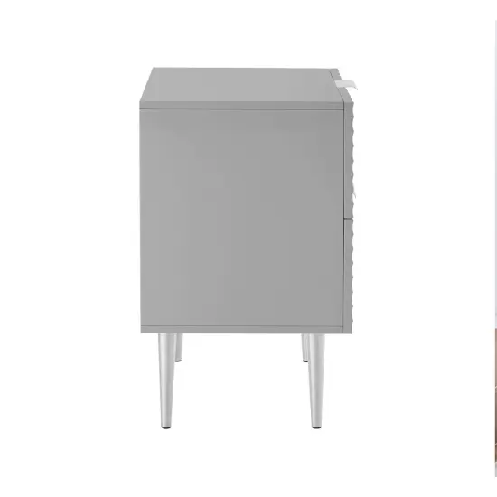 Zeynep Side Table/Nightstand Grey/Chrome {4}