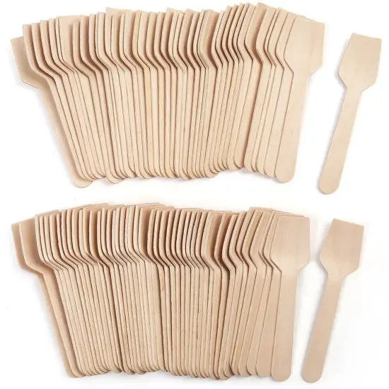 Disposable Wooden Spoons Wood Cutlery Spoon Tasting Sampling Taster Spoons {3}