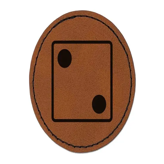 Two 2 Dice Die Round Iron-On Engraved Faux Leather Patch Applique - 2.5" Brown {1}