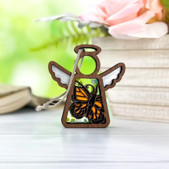 3.5" (H) Monarch Butterfly Ornament - Handcrafted in Texas - Mother's Angels® Christmas Angel Wings Figurine {5}