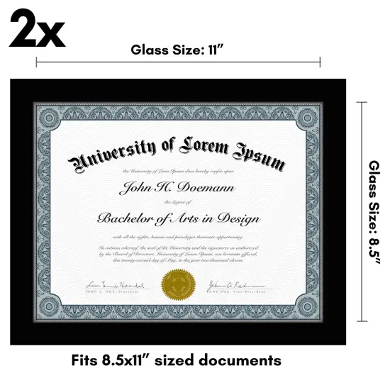 Americanflat 8.5x11 Diploma Frame - Certificate Frame for Displaying Achievements - Shatter Resistant Glass - Adjustable Hanging Hardware - Includes Easel {2}