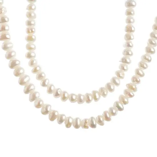 Earth's Jewel White Freshwater Pearls Semi Round Beads {2}