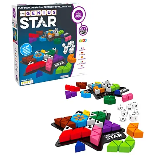 Toy of The Year Award Winning Family Board Game. 165,888 Possible Puzzles by Filling in Colored Shapes with Blockers to Complete A Star! Golden Star Twist! {2}