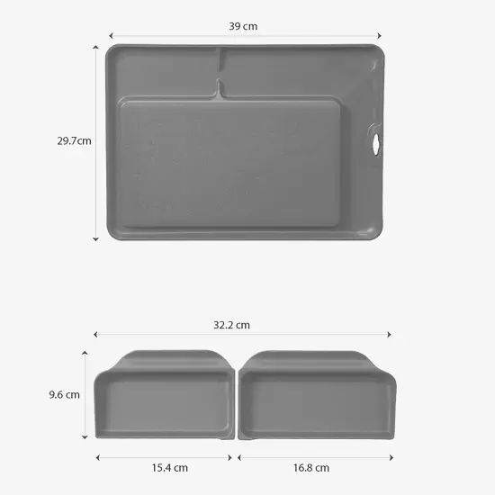 Double Save Cutting Board & Serving Tray with 2 Top Removable Trays, Gray {4}
