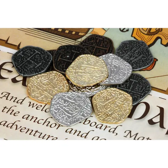 Kid's Treasure Chest with Replica Pirate Coins/Foreign Coins/Gems/Necklace Coin Jewelry  {3}