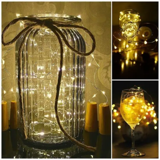 10-Pack Wine Bottle Cork Lights - 20 LED Battery-Operated String Lights Warm white {3}
