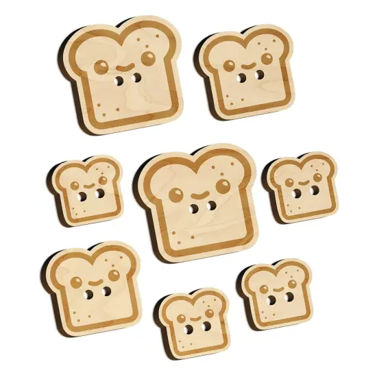 Cute and Kawaii Happy Toast Bread Wood Buttons for Sewing Knitting Crochet DIY Craft {7}