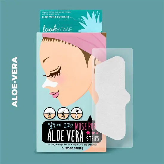 LOOK ATME Nose Pore Strips, 5 Strips (2 Types) ALOE VERA {1}