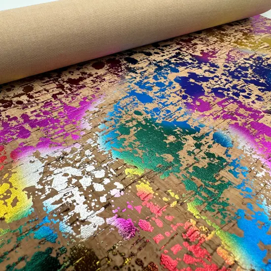 Rainbow Foil splatter Natural Cork {2}
