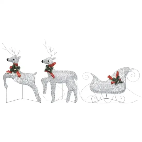 Outdoor Silver Christmas Decoration with 60 LEDs - Reindeer & Sleigh {1}