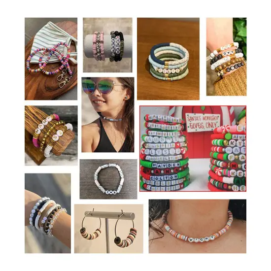 Kitcheniva 6mm Heishi Beads Clay Disc Flat Vinyl DIY Jewelry 10 Strands Apricot mix {5}