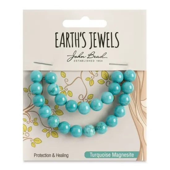 Earth's Jewels Semi-Precious Turquoise Howlite Natural Round Beads, 8mm {1}