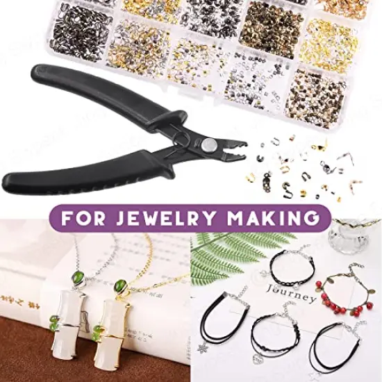 1501 Pieces 6 Colors 4 Styles Brass Tube Crimp Beads with Bead Crimping Pliers Kit, Including Brass Tube Crimp Beads & Crimp Beads Knot Covers & Wire Guardians & Iron Bead Tips Knot Covers {5}