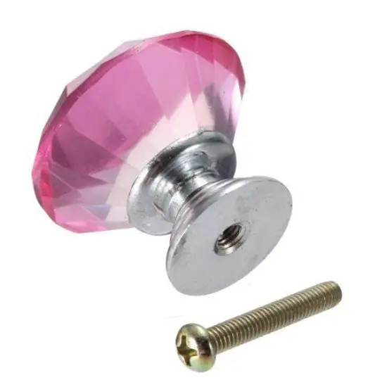 KItcheniva 10-Pcs Crystal Glass Cabinet Knob Pink {4}