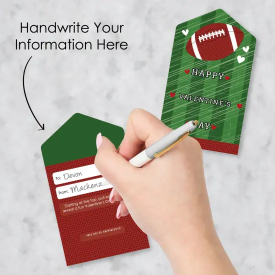 Big Dot of Happiness End Zone - Football - Cards for Kids - Happy Valentine's Day Pull Tabs - Set of 12 {4}