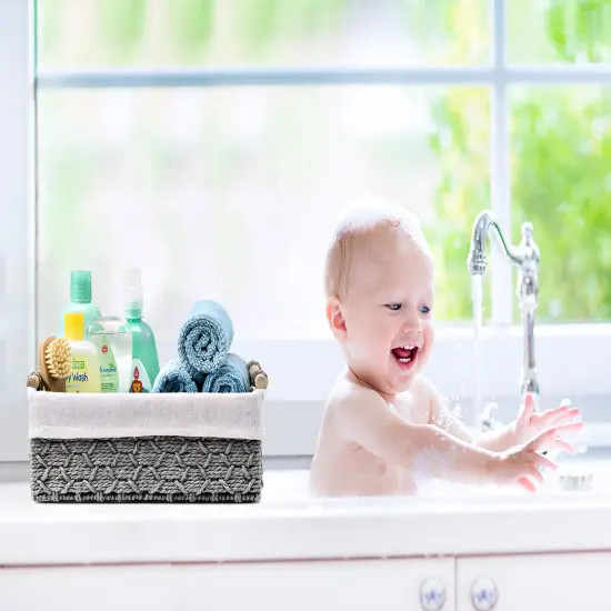 Sorbus Macrame Boho Storage Baskets - 2 Pack Gray {5}