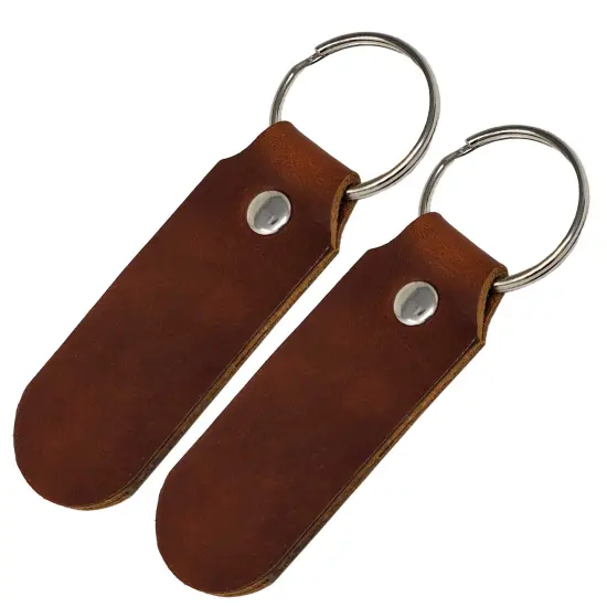 2 Sided Leather Key Chains 10 Pack-Customize it for Promotional Gifts, Fundraising, Events, Wedding - Engrave on Both Sides Medium Brown {1}