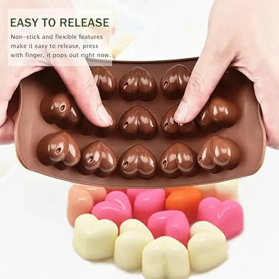 5 Pieces Silicone Chocolate Molds for Fat Bombs Snacks & Truffles, 93-Cavity Caramel Hard Candy Mold (Square, Round, Heart, Star, Flower Shapes) {6}