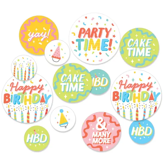 Big Dot of Happiness Party Time - Happy Birthday Party Giant Circle Confetti - Party Decorations - Large Confetti 27 Count {1}