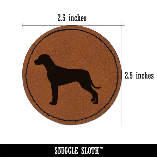 Rhodesian Ridgeback Dog Solid Round Iron-On Engraved Faux Leather Patch Applique - 2.5" Brown {3}