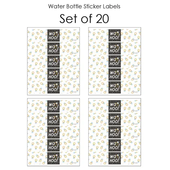 Big Dot of Happiness Just Engaged - Black and White - Engagement Party Water Bottle Sticker Labels - Set of 20 {4}