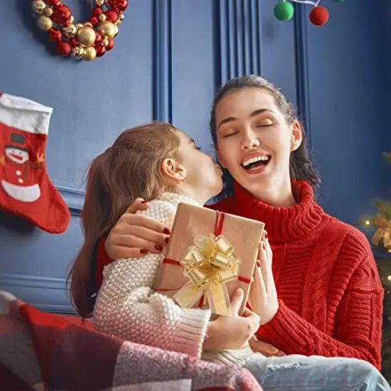 WILLBOND 20 Pieces Pull Bow Gift Wrapping Pull Bow Ribbon Pull Bows for Christmas Wedding Baskets Valentine's Day Bows Multicolor Ribbon Bow for Gift Wrapping (Gold, 6 Inch) {3}