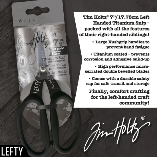 Tim Holtz Non-Stick Titanium Micro Serrated Scissors 7"-Left-Handed {6}