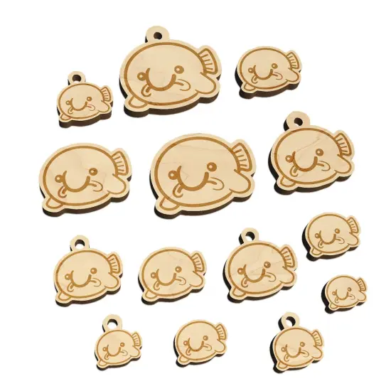 Kawaii Sad Blobfish Mini Wood Shape Charms Jewelry DIY Craft {7}