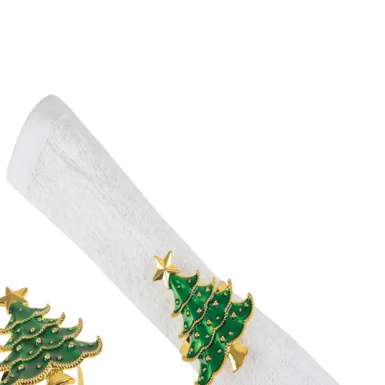 Green Christmas Tree Decorative Napkin Ring, Set of 4 {3}