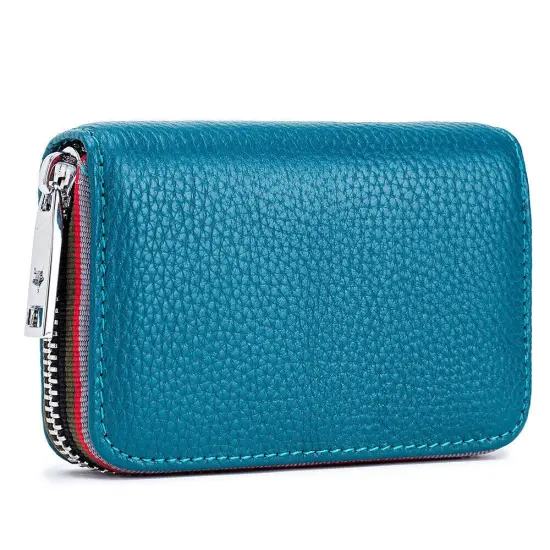 Kitcheniva Unisex Leather Zipper Wallet Light blue {1}