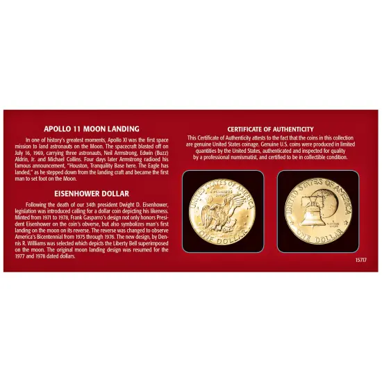 Moon Landing Eisenhower Colorized Eisenhower and Bicentennial Dollars Gold Layered Coin {6}