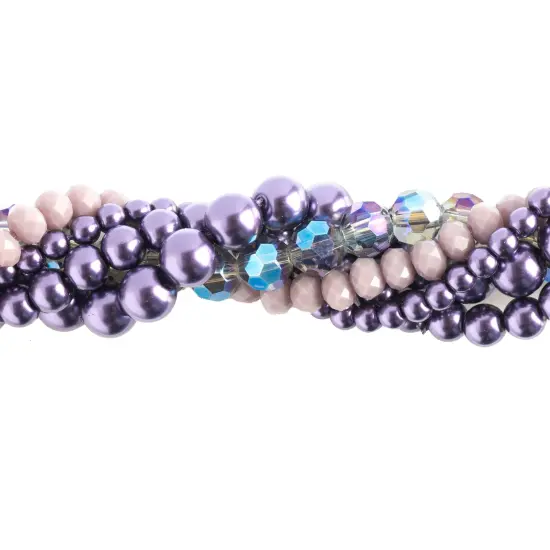 Crystal Lane DIY Blackcurrant Swirl Moonflower Twisted Glass & Pearls Beads, 5 Strands {1}