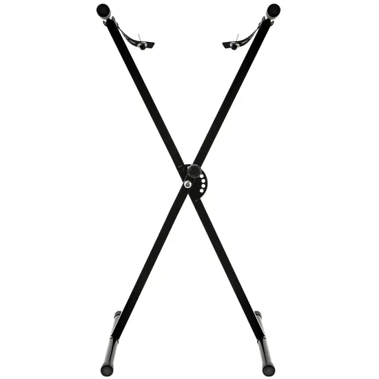 Hamzer Heavy Duty, Single-X Shape Piano Keyboard Stand - Height Adjustable & Portable w/ Non Slip Caps & Durable Locking Straps, Black {2}