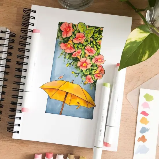 Ohuhu Honolulu B 48 Mid-tone Colors Alcohol-Based Markers - Dual Tip Brush & Fine {2}