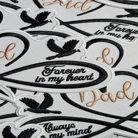 Memorial Infinity Collection: Patch Party Club, "DAD" Eternal Remembrance 1-pc, Iron-On Embroidered Patch, Sz 6", Tribute Honoring Loved One {6}