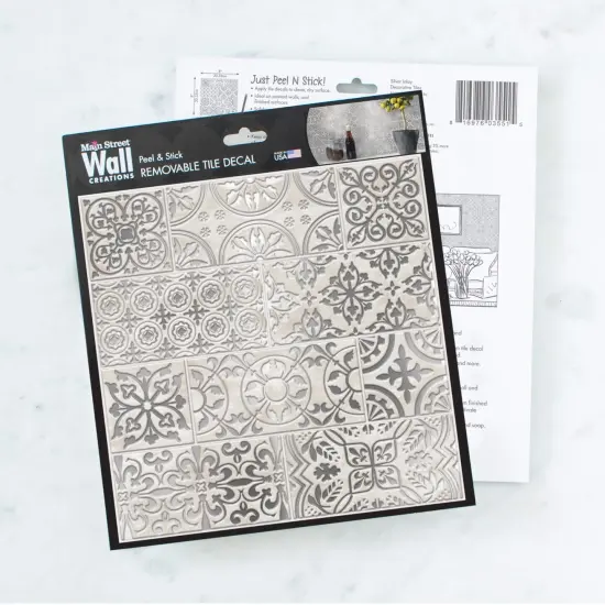 8 in x 8 in White Silver Inlay Decorative Foil Peel and Stick Paper Tile Backsplash (24-Pack) {6}