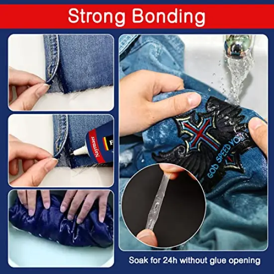 Fabric Glue, Permanent Clear Washable Clothing Glue for All Fabrics, Cotton, Flannel, Denim, Leather, Polyester, Doll Repair, 24 Hours Dry and Waterproof (Fabric Glue) {5}